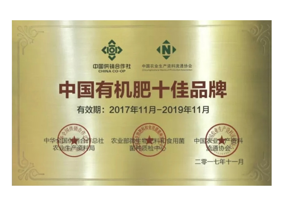 十佳品牌證書(shū)